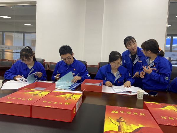 4月18日，制氣車間黨支部與質量監(jiān)督檢驗部黨支部在彬州公司會議室開展對標交流活動。查閱制氣車間黨支部黨建臺賬畫面。.jpg